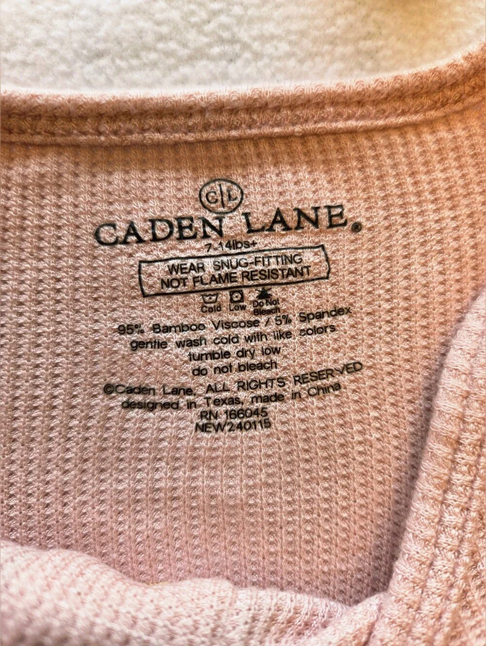 Caden Lane Pale Pink Bamboo Waffle Newborn Baby Knot Gown & Hat Set